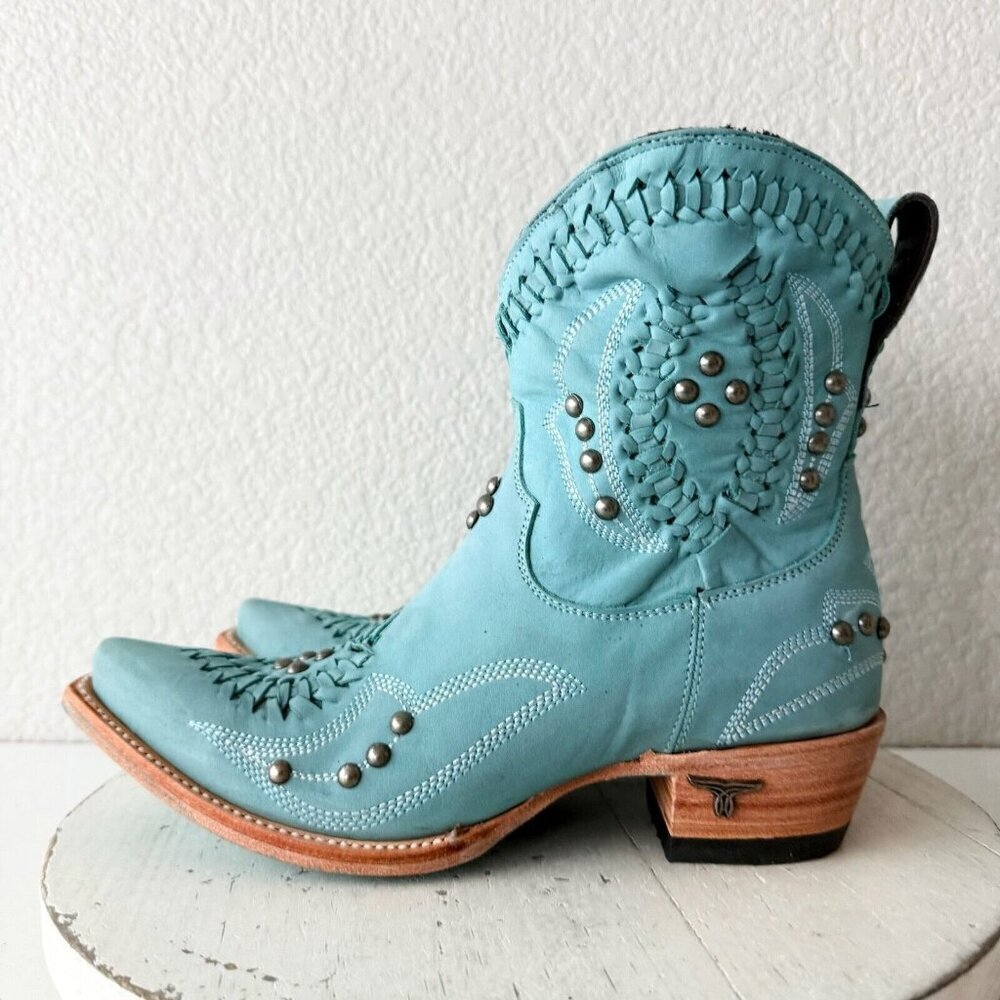 Lane COSSETTE Womens Cowboy Booties 6.5 Western Cowgirl Blue Short Ankle Boots - Picture 5 of 13